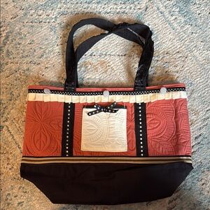 Stylish Quilted Tote Bag - Black and Red